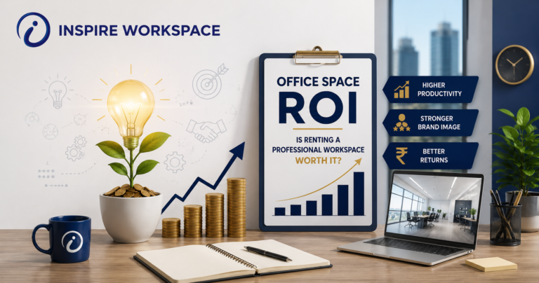 Office Space ROI concept showing business growth, productivity gains, and professional workspace benefits in a modern office environment